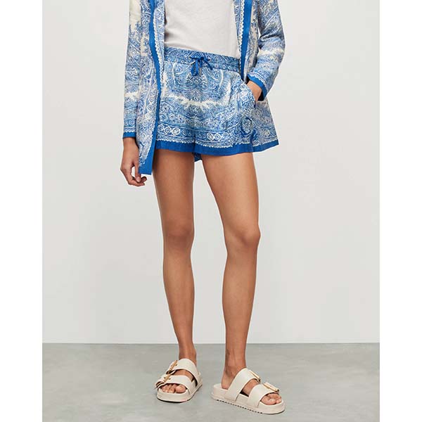 Allsaints Australia Womens Aleida Rafaela Paisley Print Shorts Blue/White AU87-327